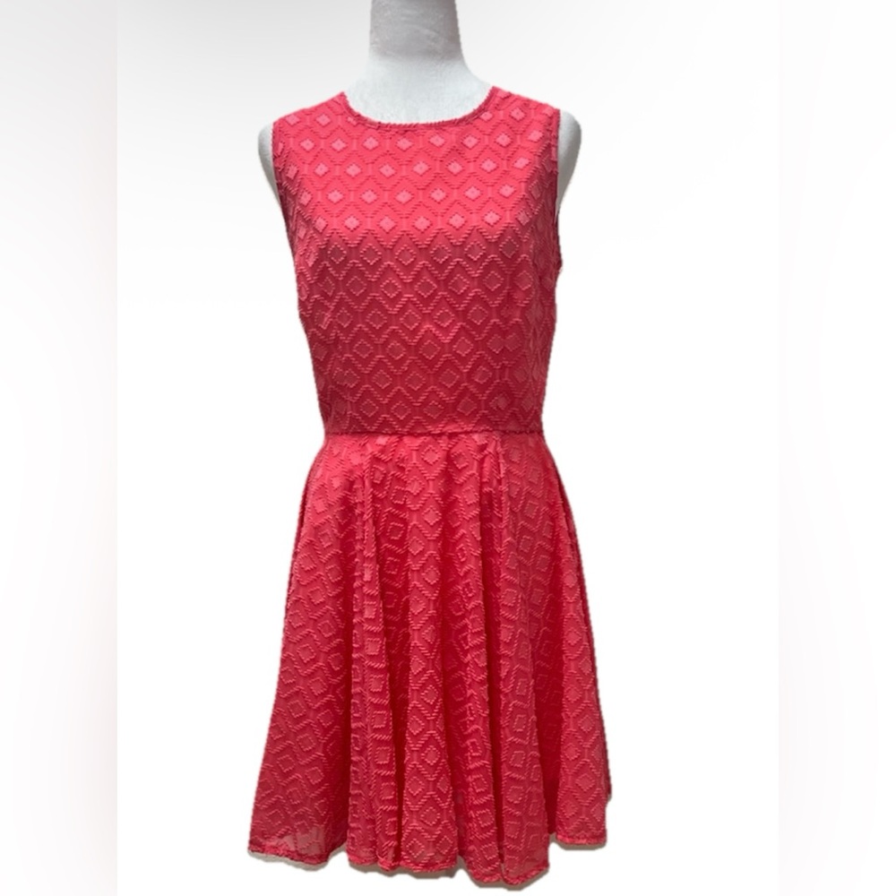 Maison Jules New Coral Sleeveless Textured A-Line Dress M